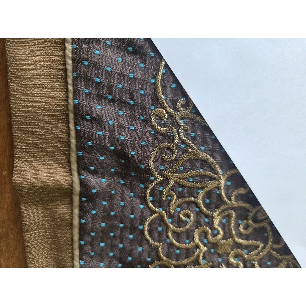 Croscill Zarina Euro Sham Brown Flecked Teal Blue Gold Embroidered Rich Luxury